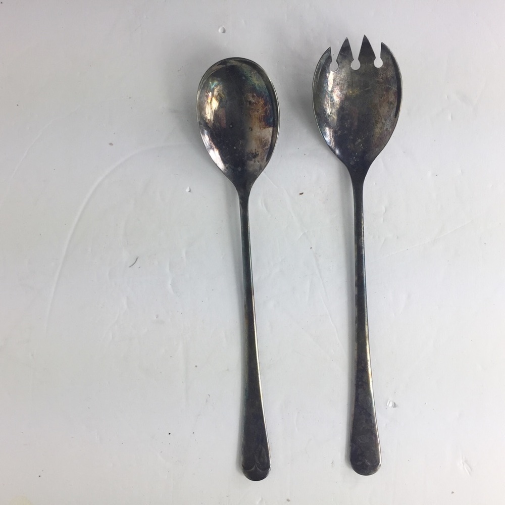 Sheffield England Fork & Spoon Salad Tong Silver